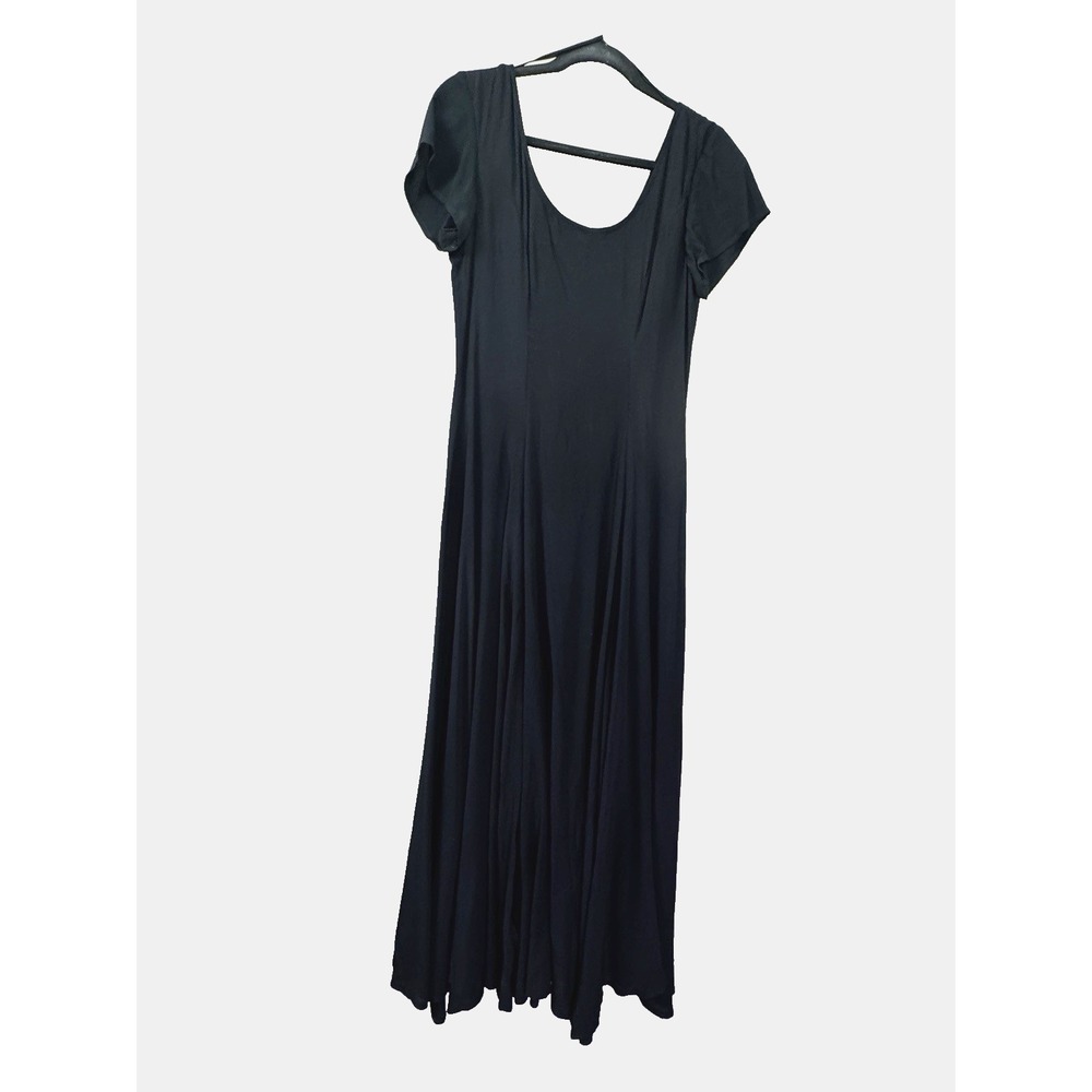 VTG Whimsigoth Y2K Express Womens XS Black Midi Dress 90s Minimalist Academia